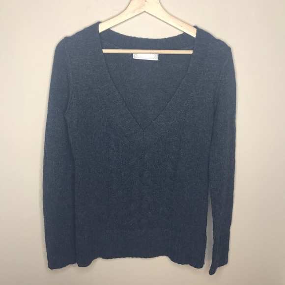 OLD NAVY V Neck Cable Knit Pullover Charcoal Grey - Picture 2 of 8